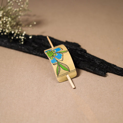 Kerala Mural Handpainted Bamboo Bun Holder Juda Pin 19