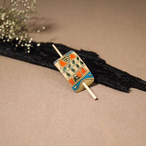 Kerala Mural Handpainted Bamboo Bun Holder Juda Pin 20