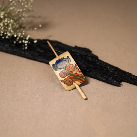 Kerala Mural Handpainted Bamboo Bun Holder Juda Pin 33