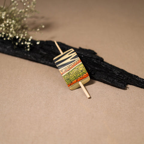 Kerala Mural Handpainted Bamboo Bun Holder Juda Pin 36