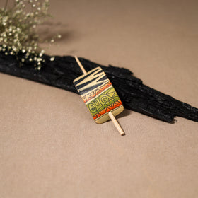 Kerala Mural Handpainted Bamboo Bun Holder Juda Pin 36
