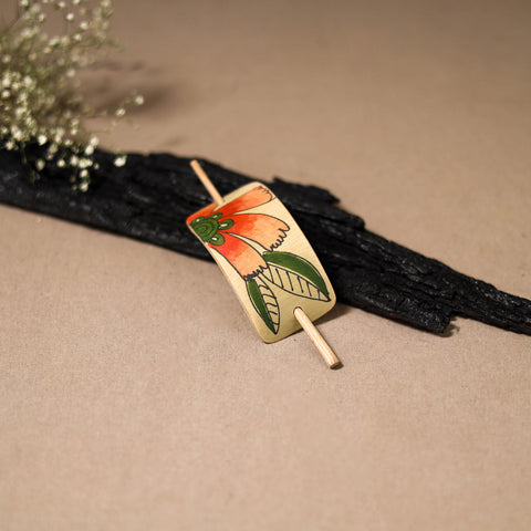 Kerala Mural Handpainted Bamboo Bun Holder Juda Pin  38