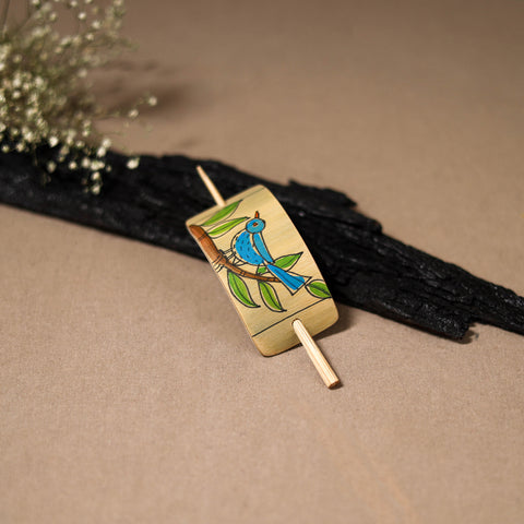 Kerala Mural Handpainted Bamboo Bun Holder Juda Pin  40