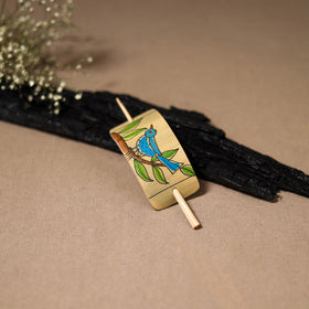 Kerala Mural Handpainted Bamboo Bun Holder Juda Pin  40