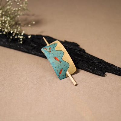 Kerala Mural Handpainted Bamboo Bun Holder Juda Pin  43