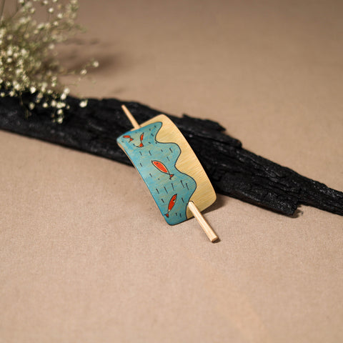 Kerala Mural Handpainted Bamboo Bun Holder Juda Pin  43