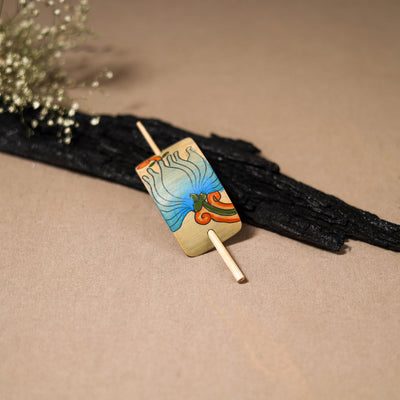 Kerala Mural Handpainted Bamboo Bun Holder Juda Pin  44