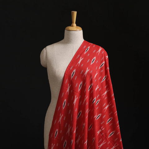 Red - Pochampally Ikat Weave Pure Cotton Fabric 34