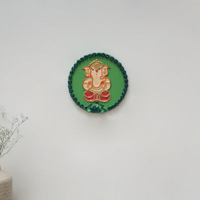 Ganesha - handpainted clay art wall frame 15 - handcrafted