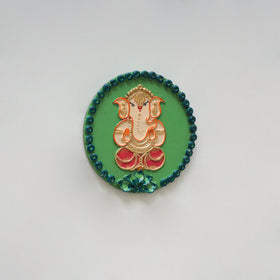 Ganesha - handpainted clay art wall frame 15 - handcrafted