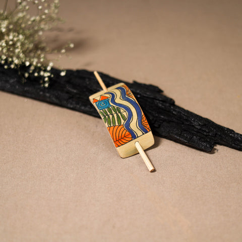 Kerala Mural Handpainted Bamboo Bun Holder Juda Pin  47