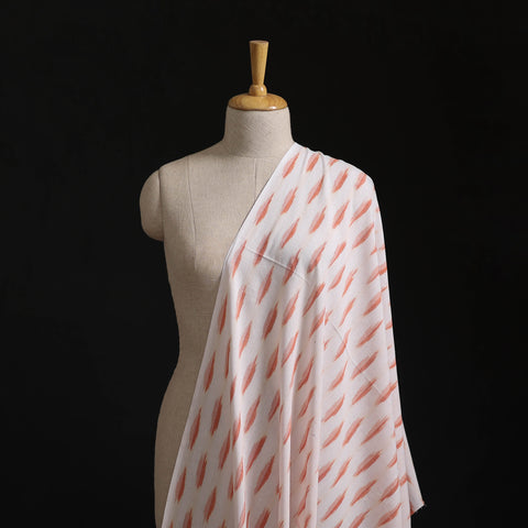 White - Pochampally Ikat Weave Pure Cotton Fabric 36