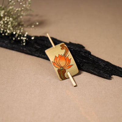 Kerala Mural Handpainted Bamboo Bun Holder Juda Pin  48