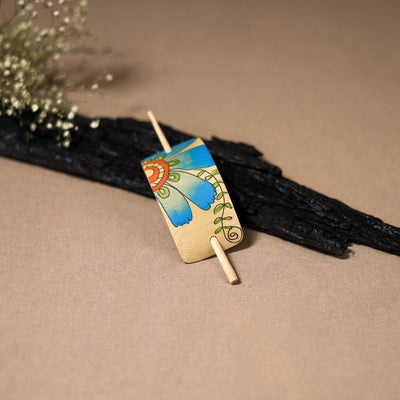 Kerala Mural Handpainted Bamboo Bun Holder Juda Pin  49