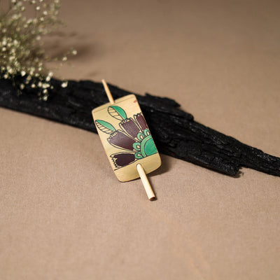 Kerala Mural Handpainted Bamboo Bun Holder Juda Pin  50
