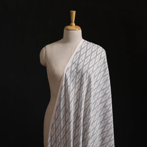 White - Pochampally Ikat Weave Pure Cotton Fabric 40