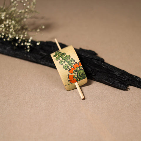 Kerala Mural Handpainted Bamboo Bun Holder Juda Pin  53