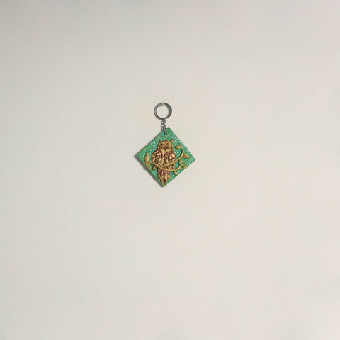 Owl - handpainted clay art keychain 19 - handcrafted