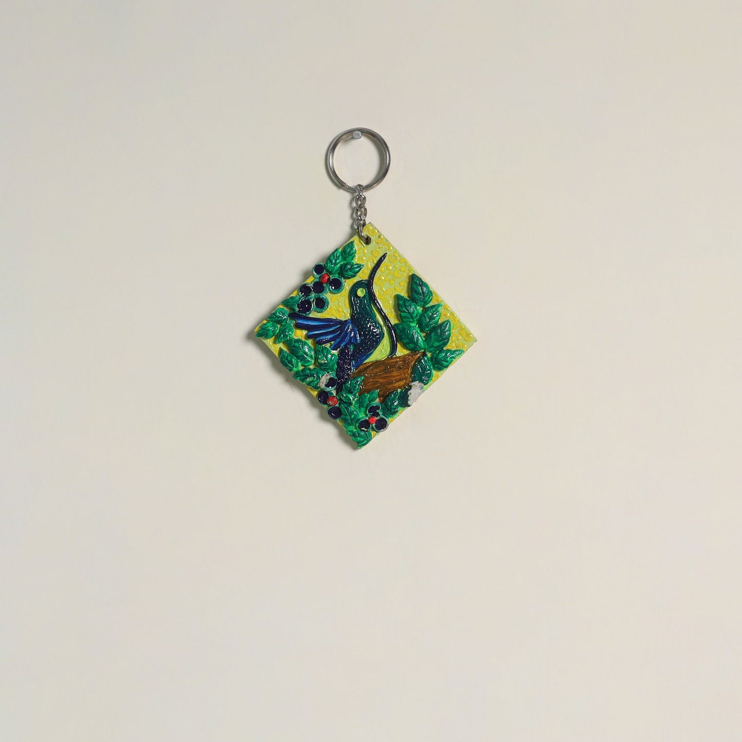 Bird - handpainted clay art keychain 23 - handcrafted