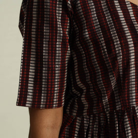 Buy Maroon Block Print Cotton Tiered Bagru Dress 