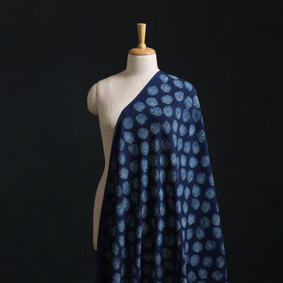 Blue - Akola Hand Block Print Slub Cotton Fabric 03