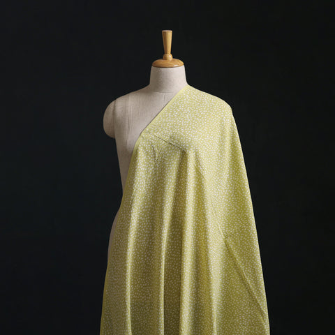 Yellow - Akola Hand Block Print Slub Cotton Fabric 09