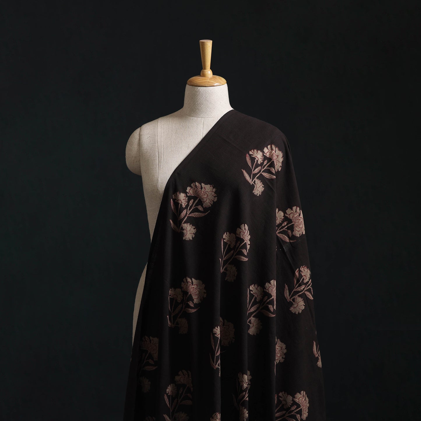 Brown - Akola Hand Block Print Slub Cotton Fabric 21