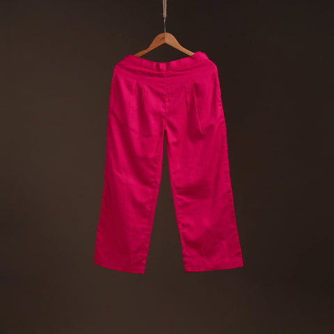 Pink - plain flex cotton elasticated palazzo 09