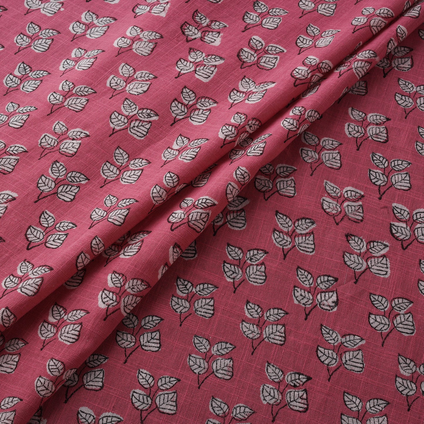 Pink - Akola Hand Block Print Slub Cotton Fabric 22