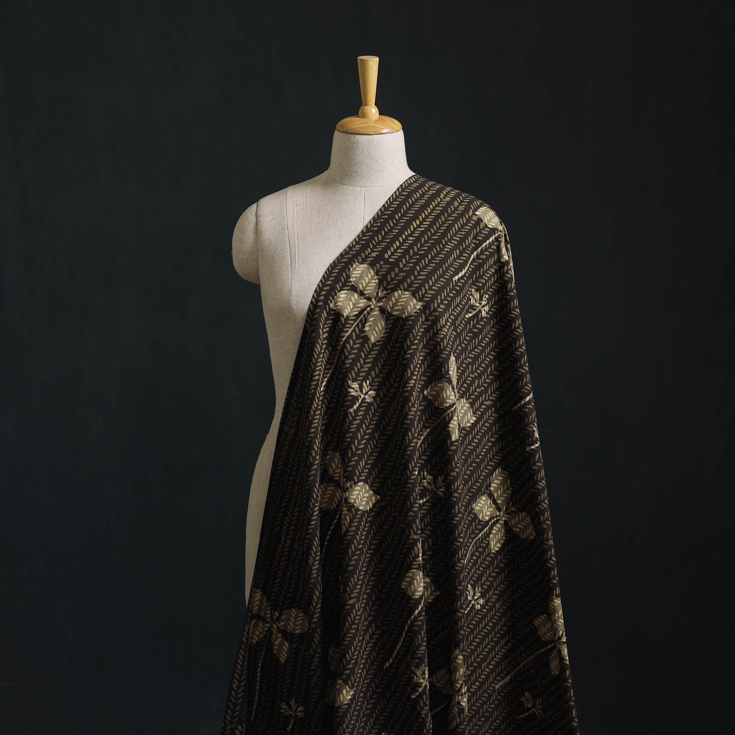 Brown - Akola Hand Block Print Slub Cotton Fabric 24