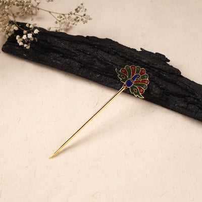 Handcrafted Paka Meenakari Metal Juda Pin 04