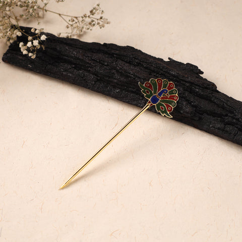 Handcrafted Paka Meenakari Metal Juda Pin 04