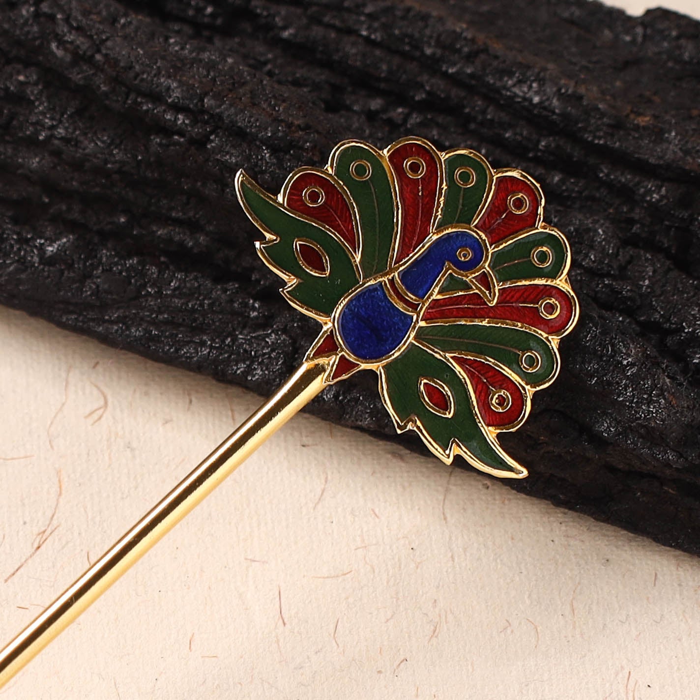 Handcrafted Paka Meenakari Metal Juda Pin 04