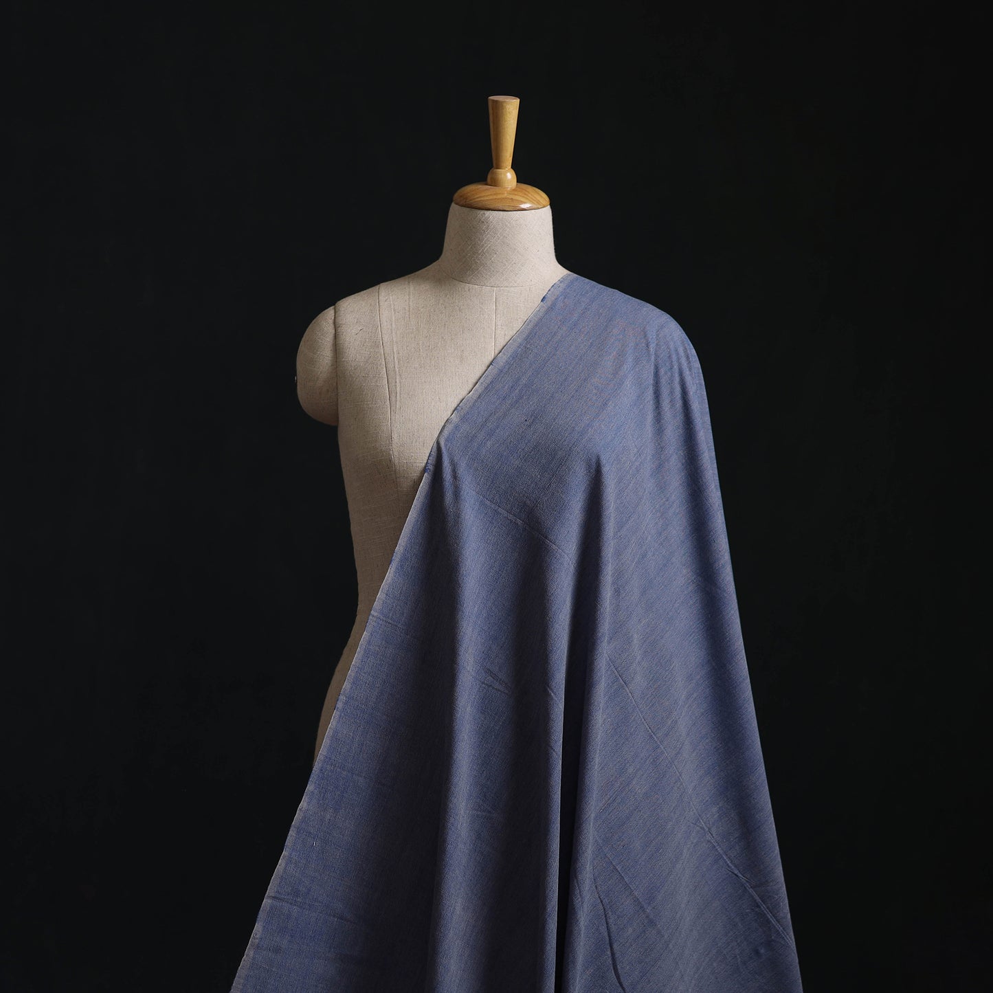 Blue - Jhiri Pure Handloom Plain Cotton Fabric 25