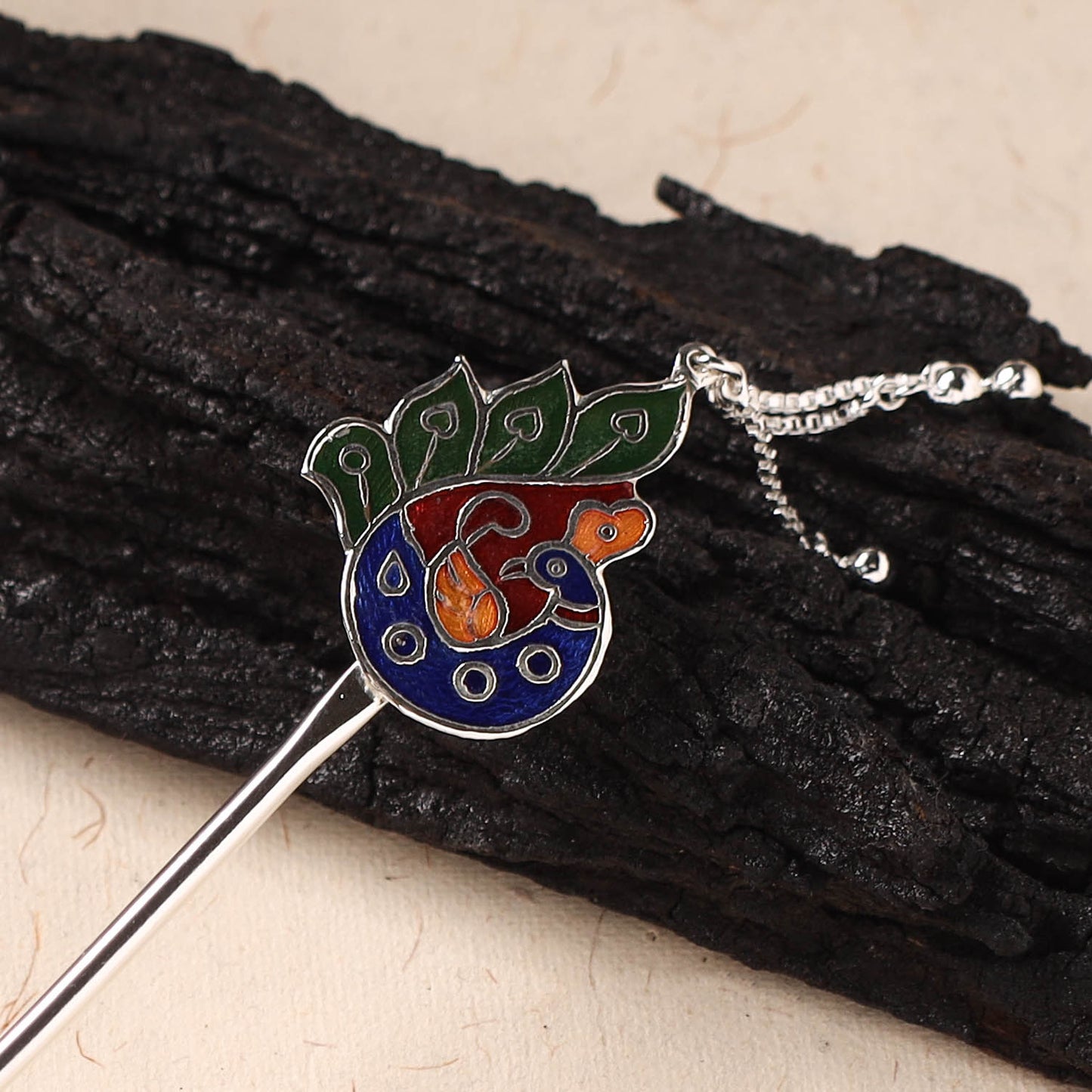 Handcrafted Paka Meenakari Metal Juda Pin 09
