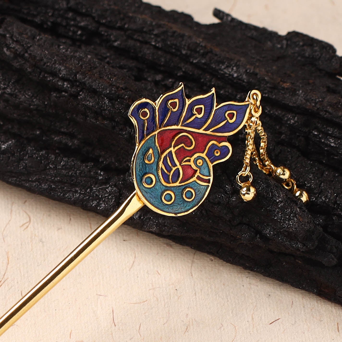 Handcrafted Paka Meenakari Metal Juda Pin 10
