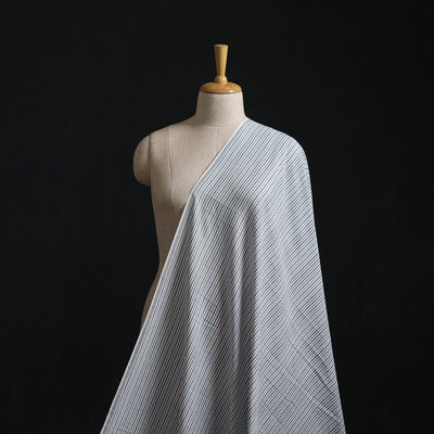 Gray - Jhiri Pure Handloom Stripes Cotton Fabric 14