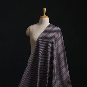 Purple - Jhiri Pure Handloom Stripes Cotton Fabric 13