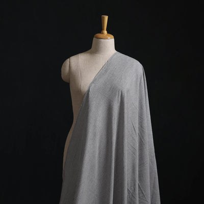 Gray - Jhiri Pure Handloom Stripes Cotton Fabric 08