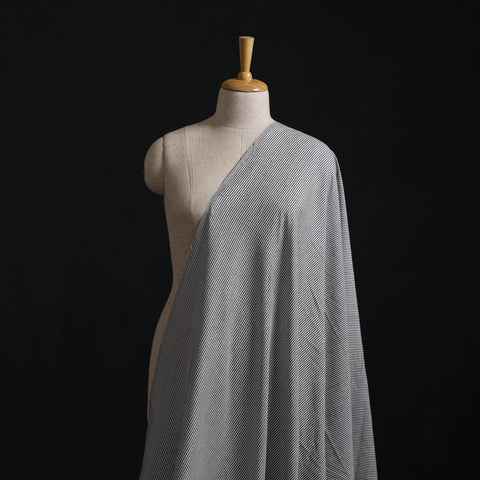 Gray - Jhiri Pure Handloom Stripes Cotton Fabric 08