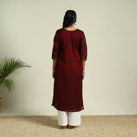  Maroon Mercerised Cotton Straight Dharwad Kurta