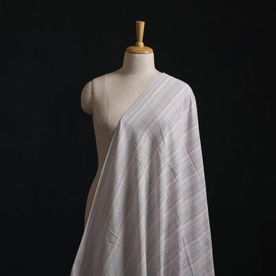 White - Jhiri Pure Handloom Stripes Cotton Fabric 03