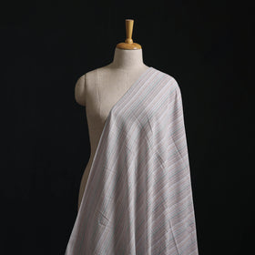White - Jhiri Pure Handloom Stripes Cotton Fabric 03