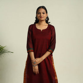  Maroon Mercerised Cotton Straight Dharwad Kurta