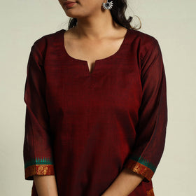  Maroon Mercerised Cotton Straight Dharwad Kurta