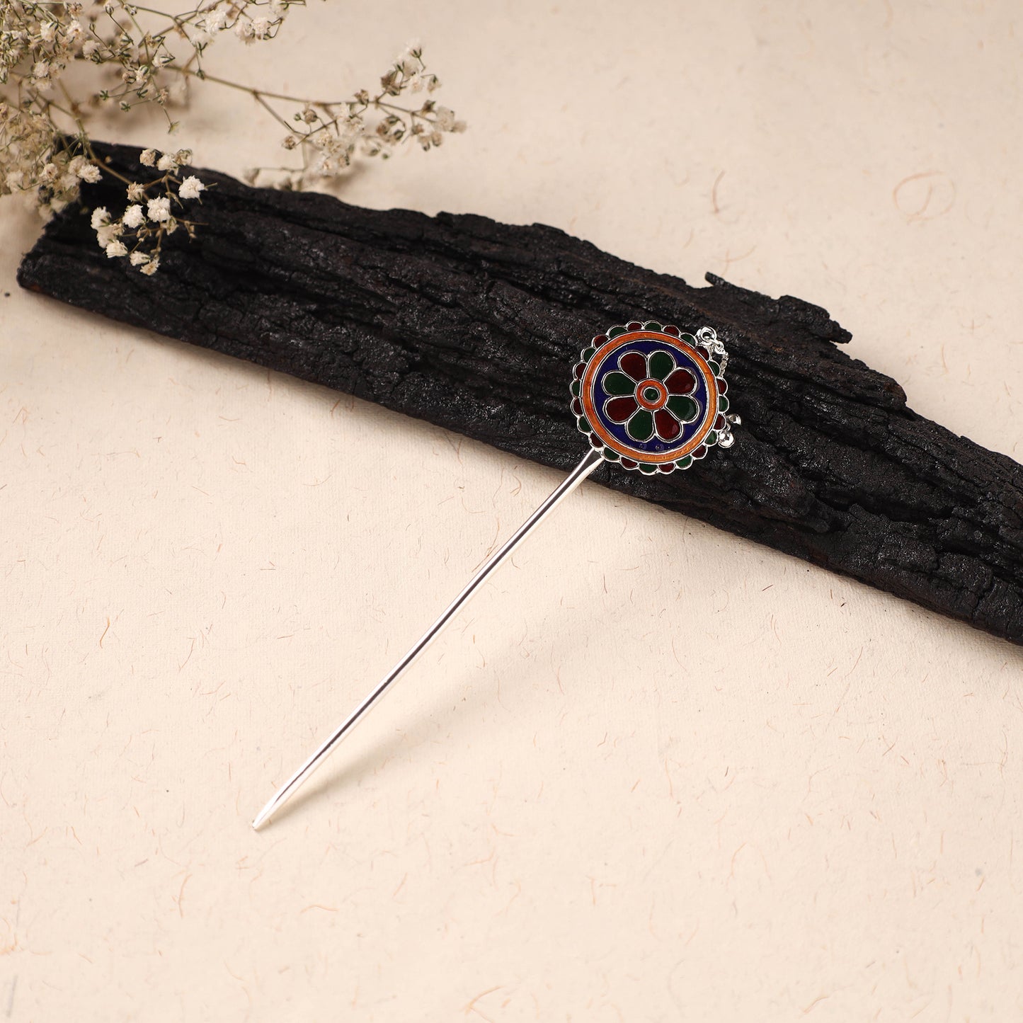 Handcrafted Paka Meenakari Metal Juda Pin 21