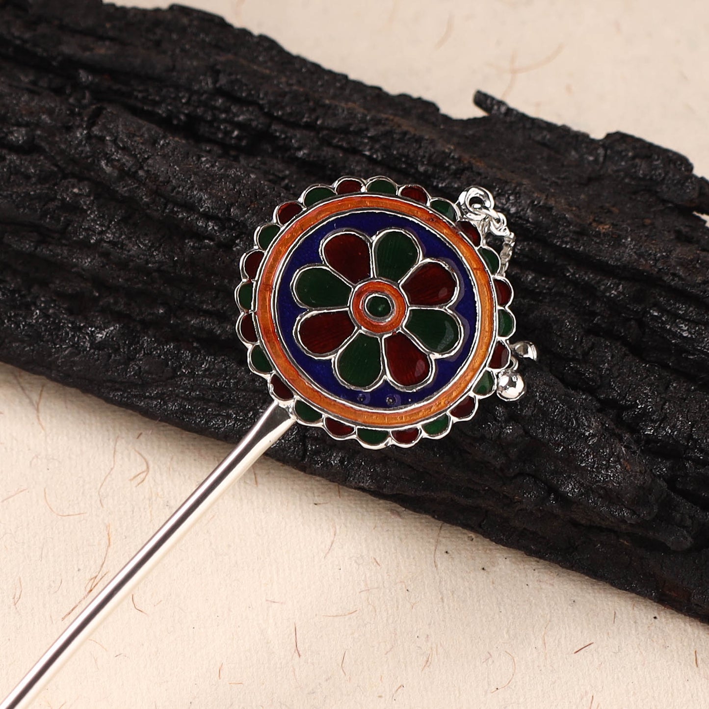 Handcrafted Paka Meenakari Metal Juda Pin 21