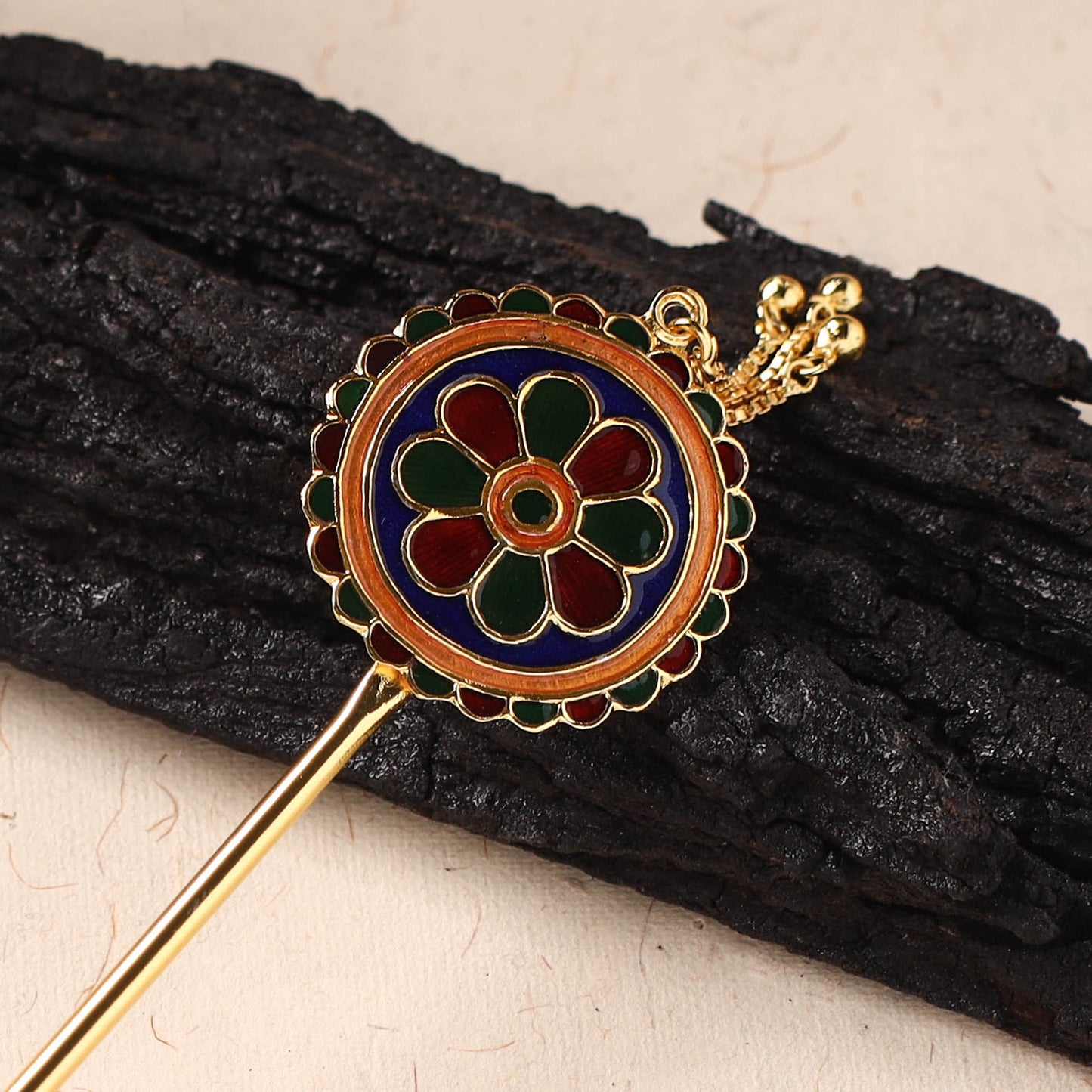 Handcrafted Paka Meenakari Metal Juda Pin 22