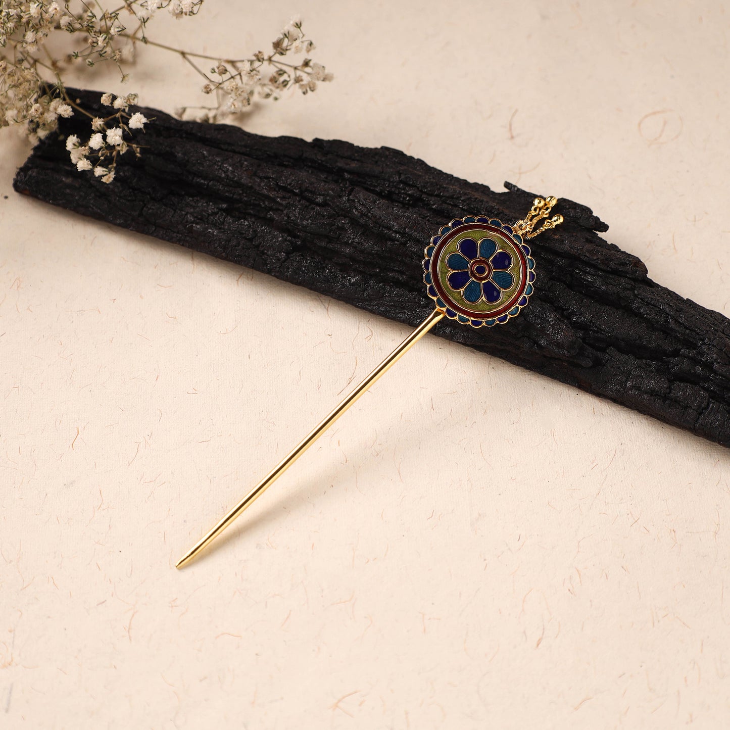 Handcrafted Paka Meenakari Metal Juda Pin 24