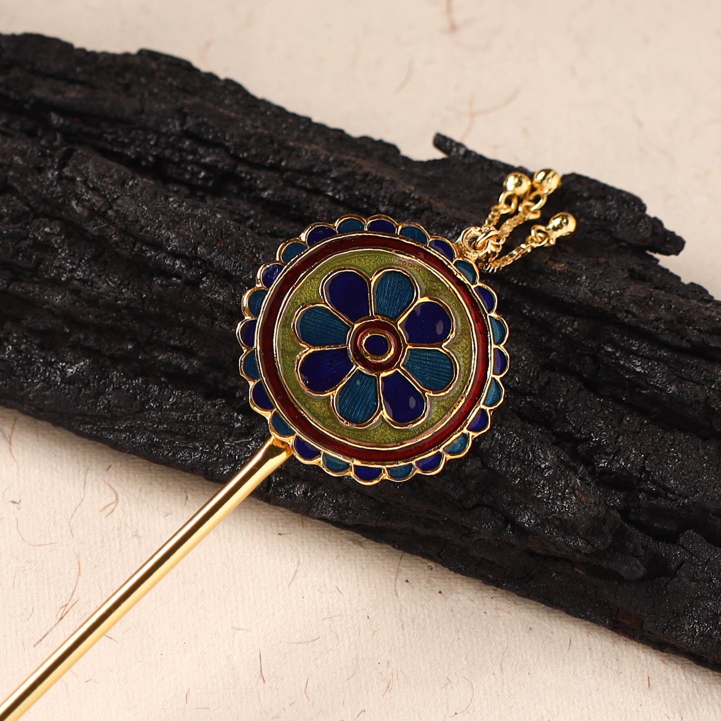 Handcrafted Paka Meenakari Metal Juda Pin 24